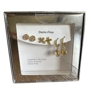 Nordstrom set of 3, 14K Gold Layered Earrings